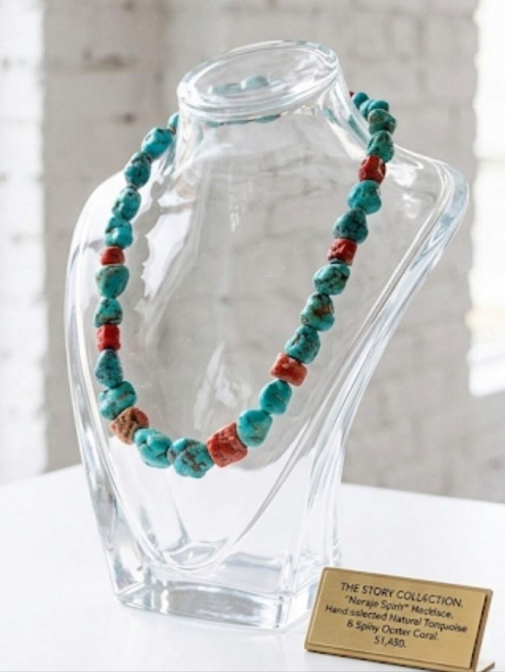 Gorgeous natural turquoise and coral chunky necklace
